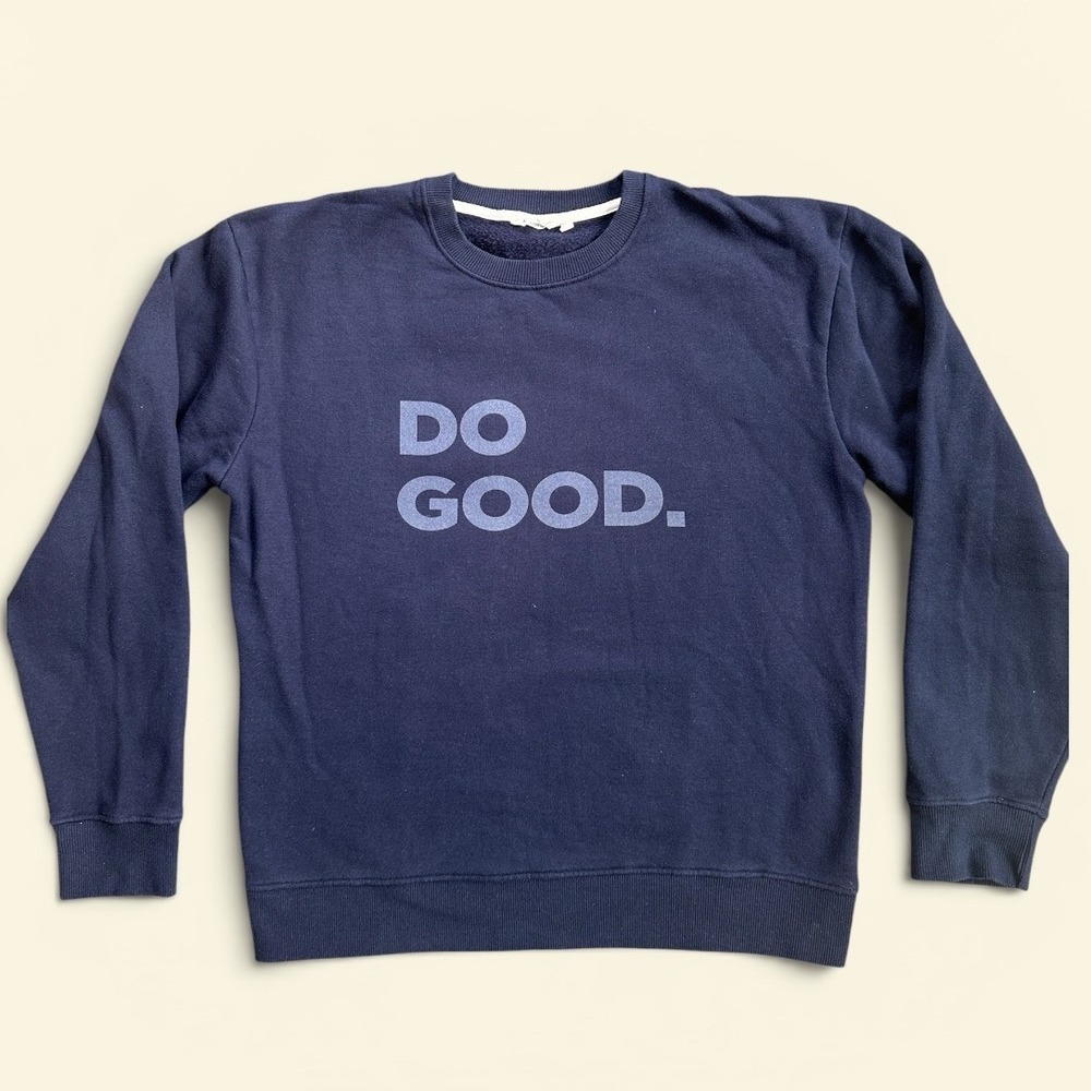 Cotopaxi Do Good Sweatshirt Womens XL Navy Blue Organic Cotton Graphic Pullover